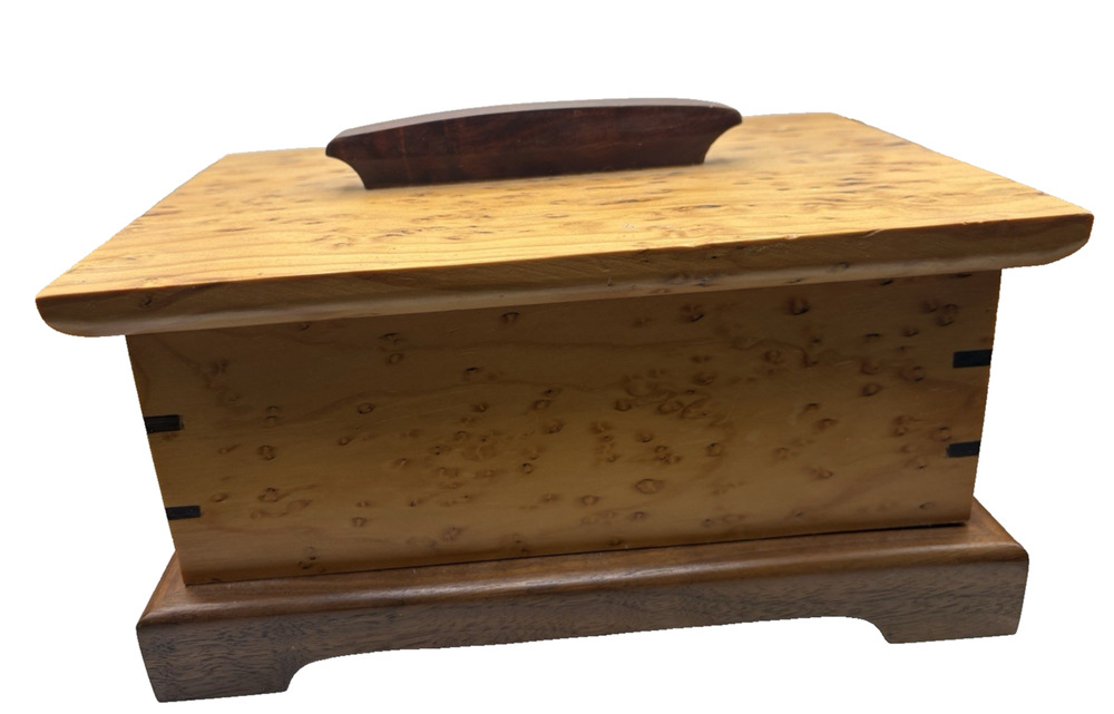 Three Level Jewelry Box Birdseye Maple Cherry Wood Handmade Artisan Handcrafted